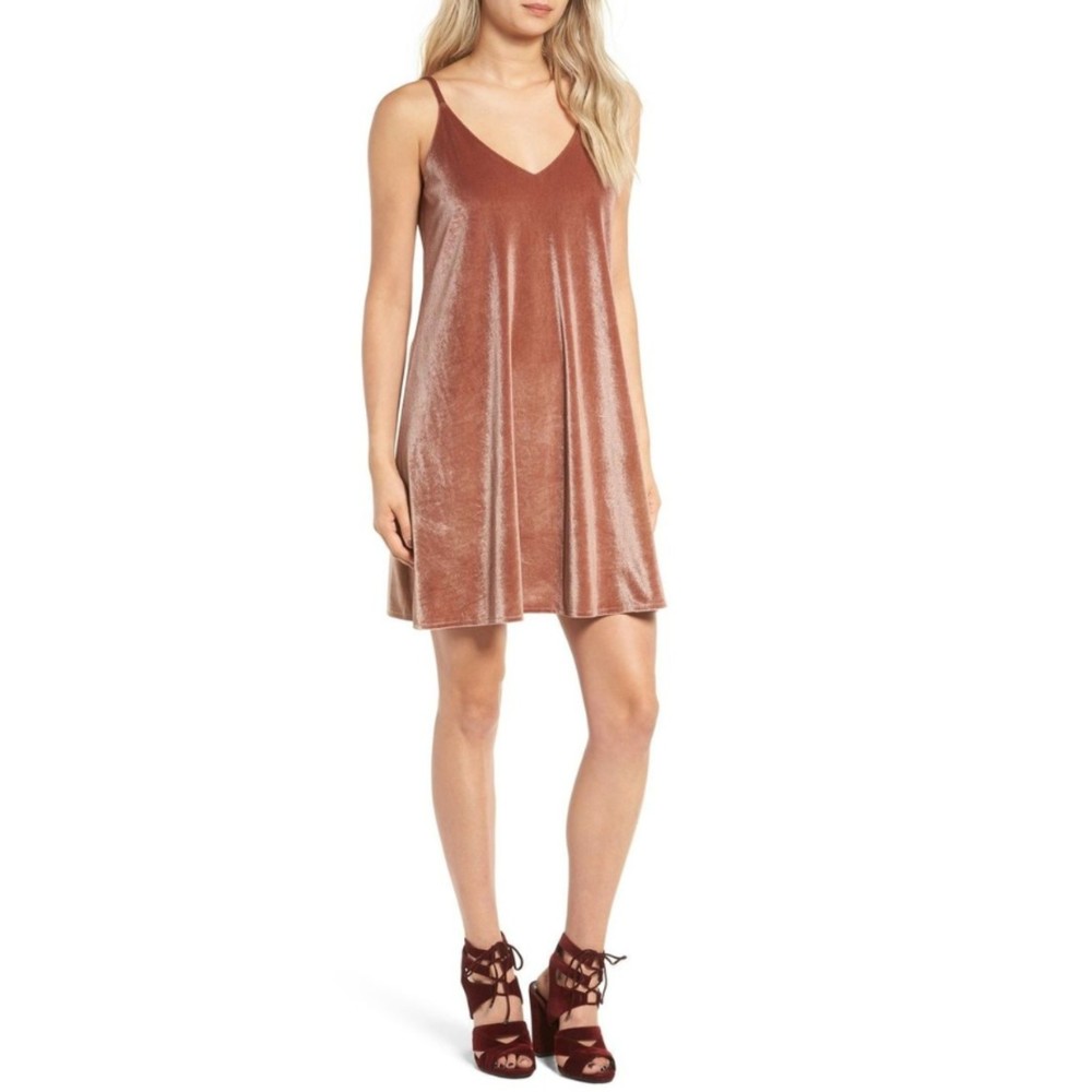 Ten Sixty Sherman Nordstom Velvet Cami Dress V Neck Midi Womens L Slip Tank Pink